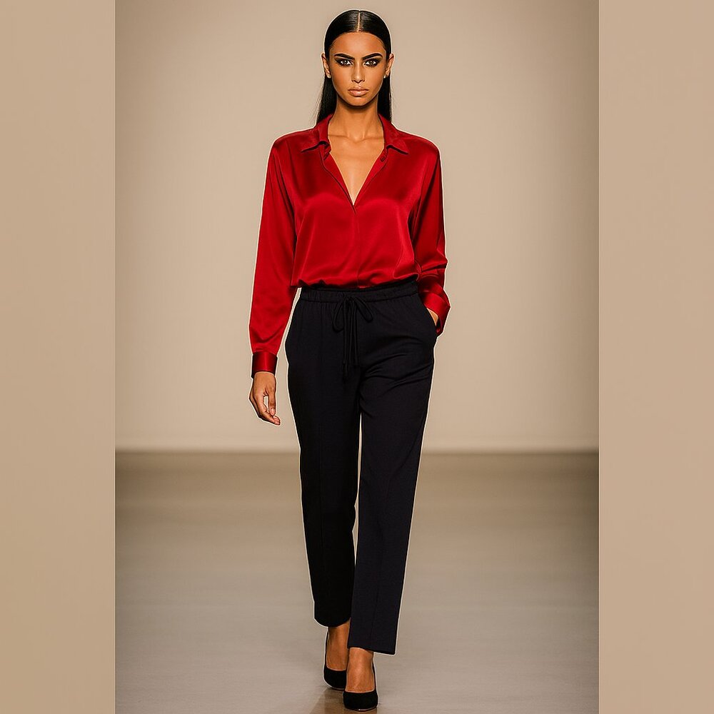 Richard Chai 100% Silk Black Pants Size 0